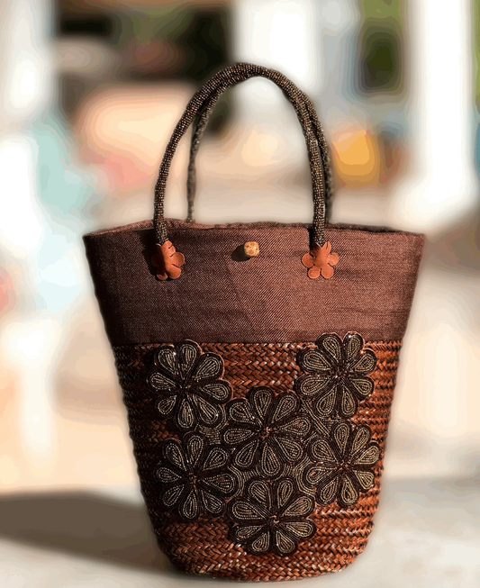 Handwoven Rattan Mikeka Beaded Handbag – Timeless Kenyan Craft with Modern Elegance