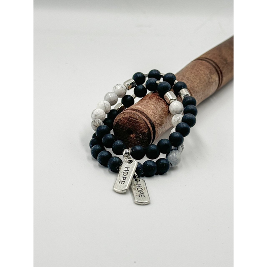 Matte Black Onyx & Howlite Hope Bracelet – Balance, Beauty & Global Impact