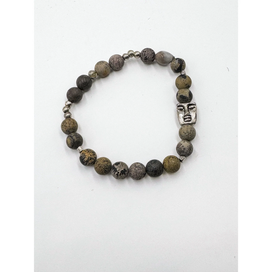 Jasper Beads with Silver Mask Face Bracelet – Handmade Symbol of Style, Spirit & Global Support