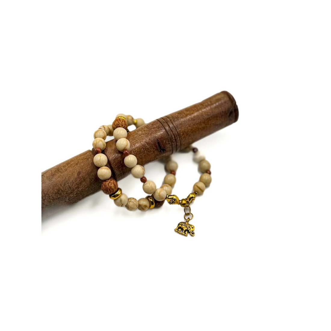 Good Luck Coconut Wood & Elephant Bracelet: Strength, Spirit & Style
