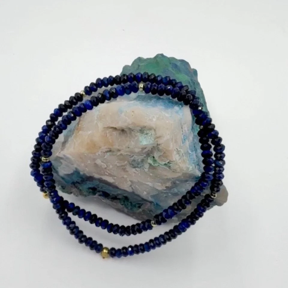 Blue Jade & Gold Hematite Bracelet – Handcrafted Elegance for a Cause