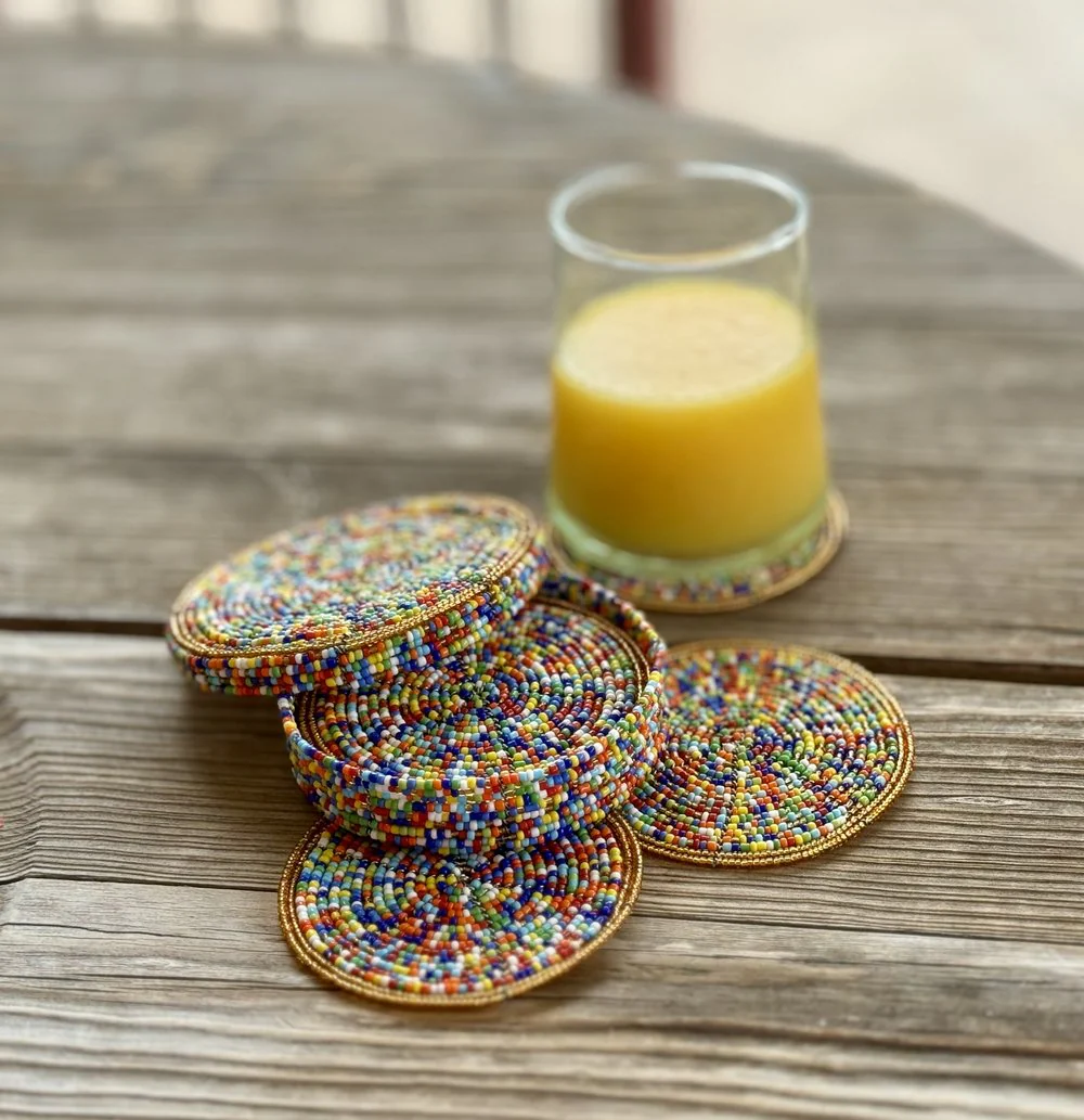 Maasai Handbeaded Coaster Set – Multicolor, Box of 6 | World Love Global