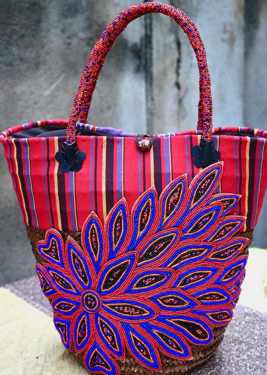 Handwoven Palm Mikeka Beaded Bag – Kenyan Heritage in Every Stitch