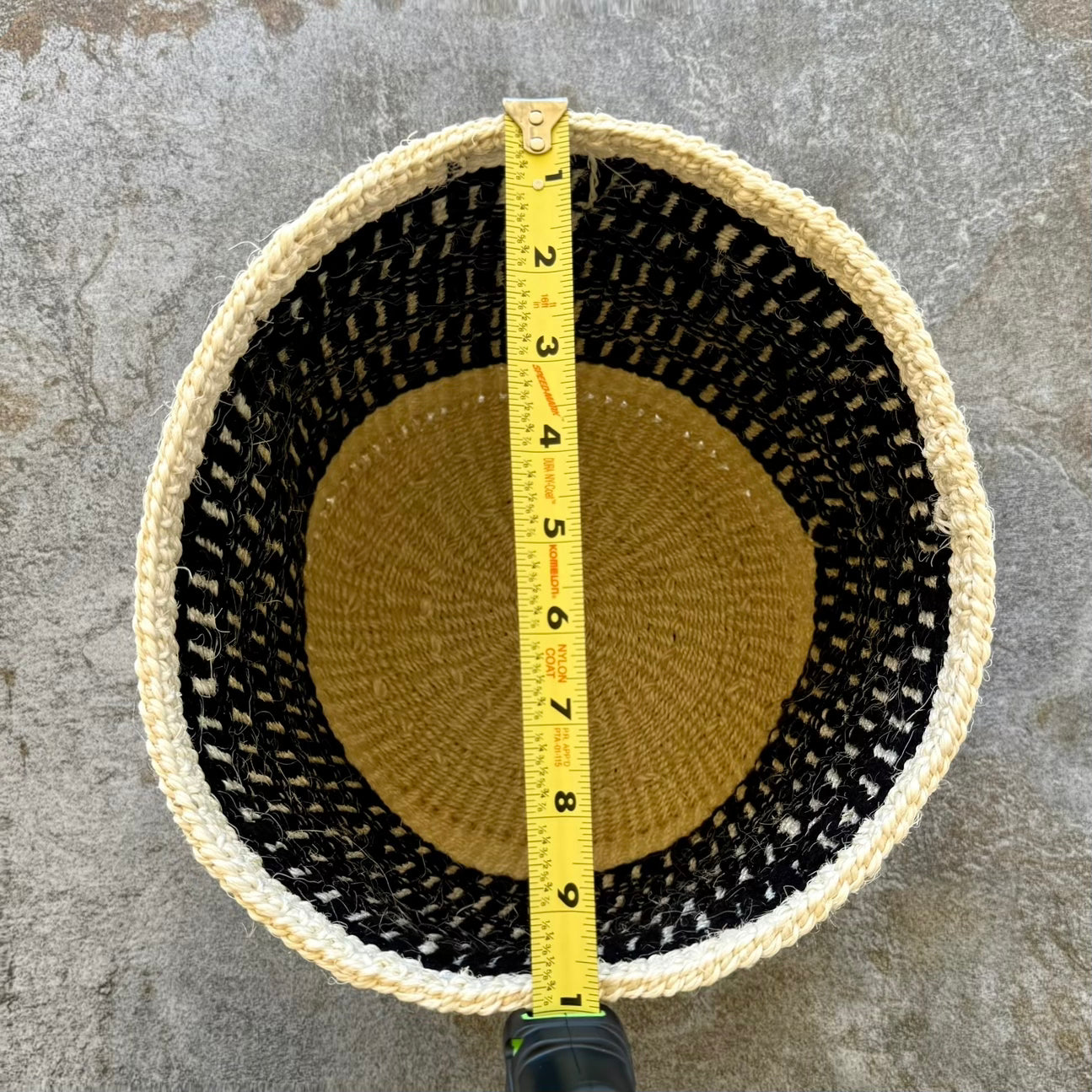 Kitui Basket - Medium Handwoven (Ecru & Sienna Step Weave)