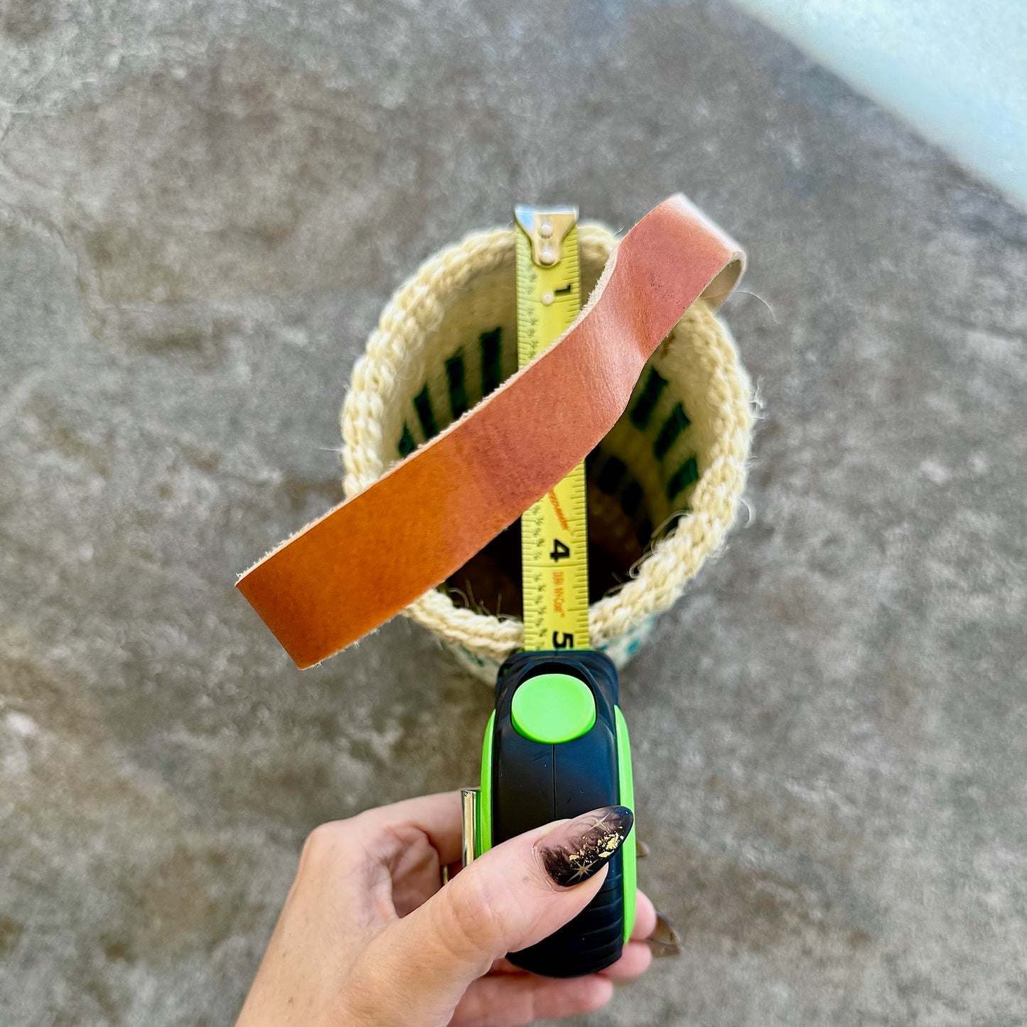 Handwoven Wine Tote w/ Leather Handle (Sunshine & Tangerine Woven w/ Jungle Stripe)