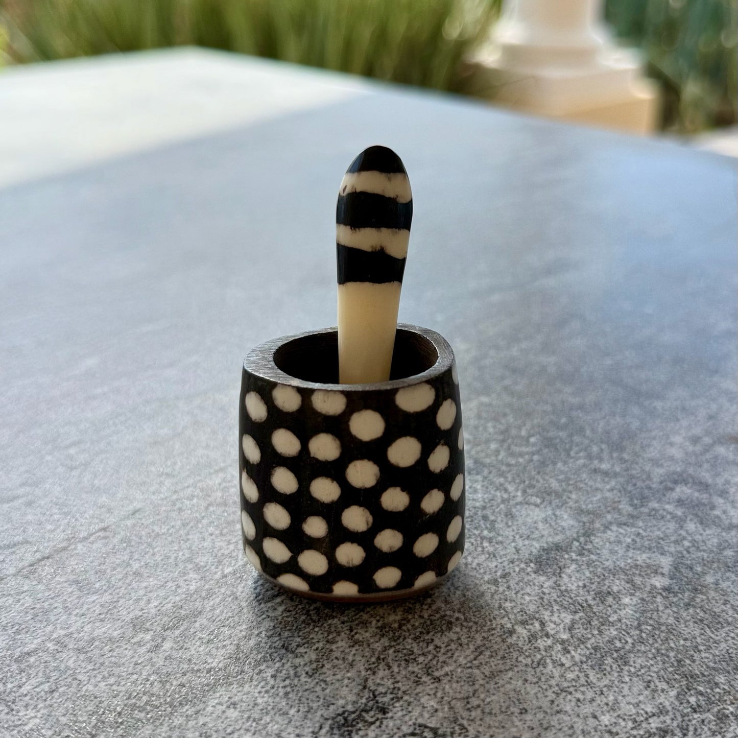 Mini Horn Spice Dish w/ Spoon