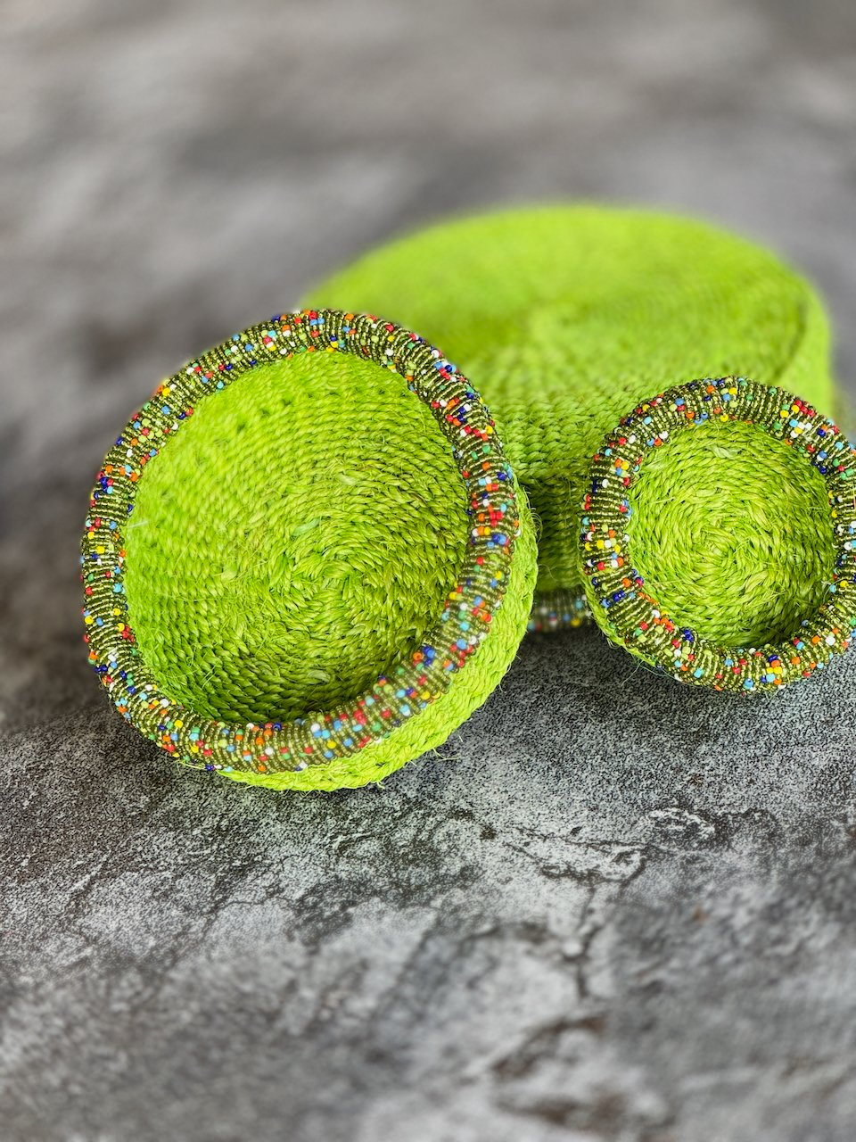 Sisal Beaded Basket - Red