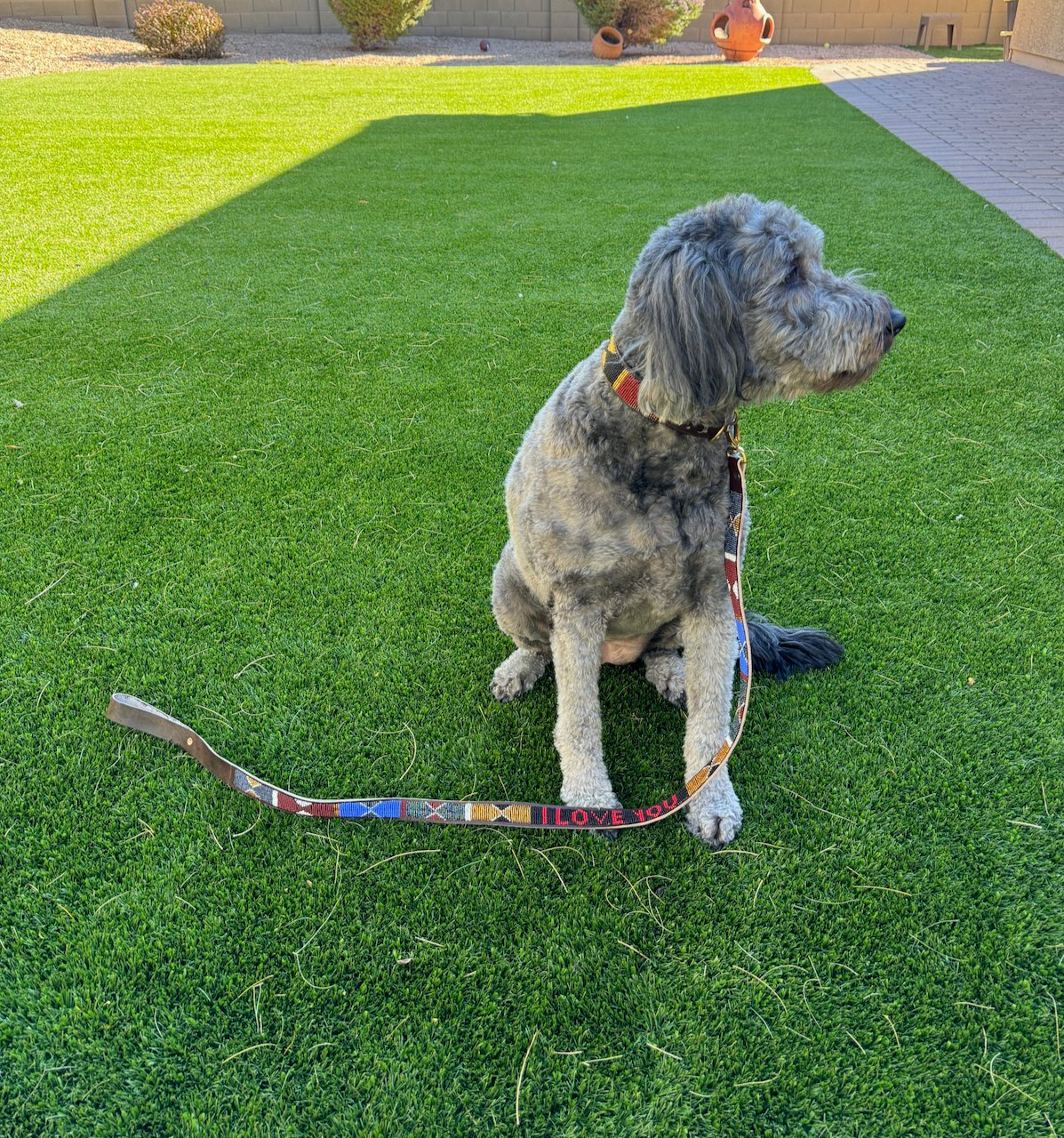 I Love You Hand Beaded Dog Leash