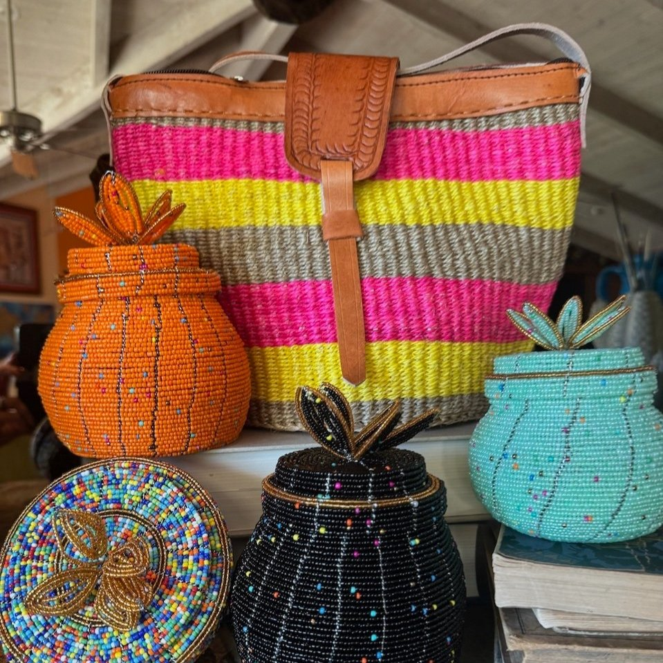 Handmade Beaded Basket With Lid