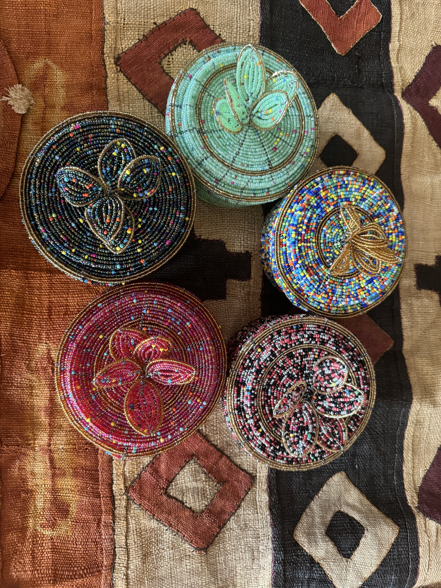 Handmade Beaded Basket With Lid