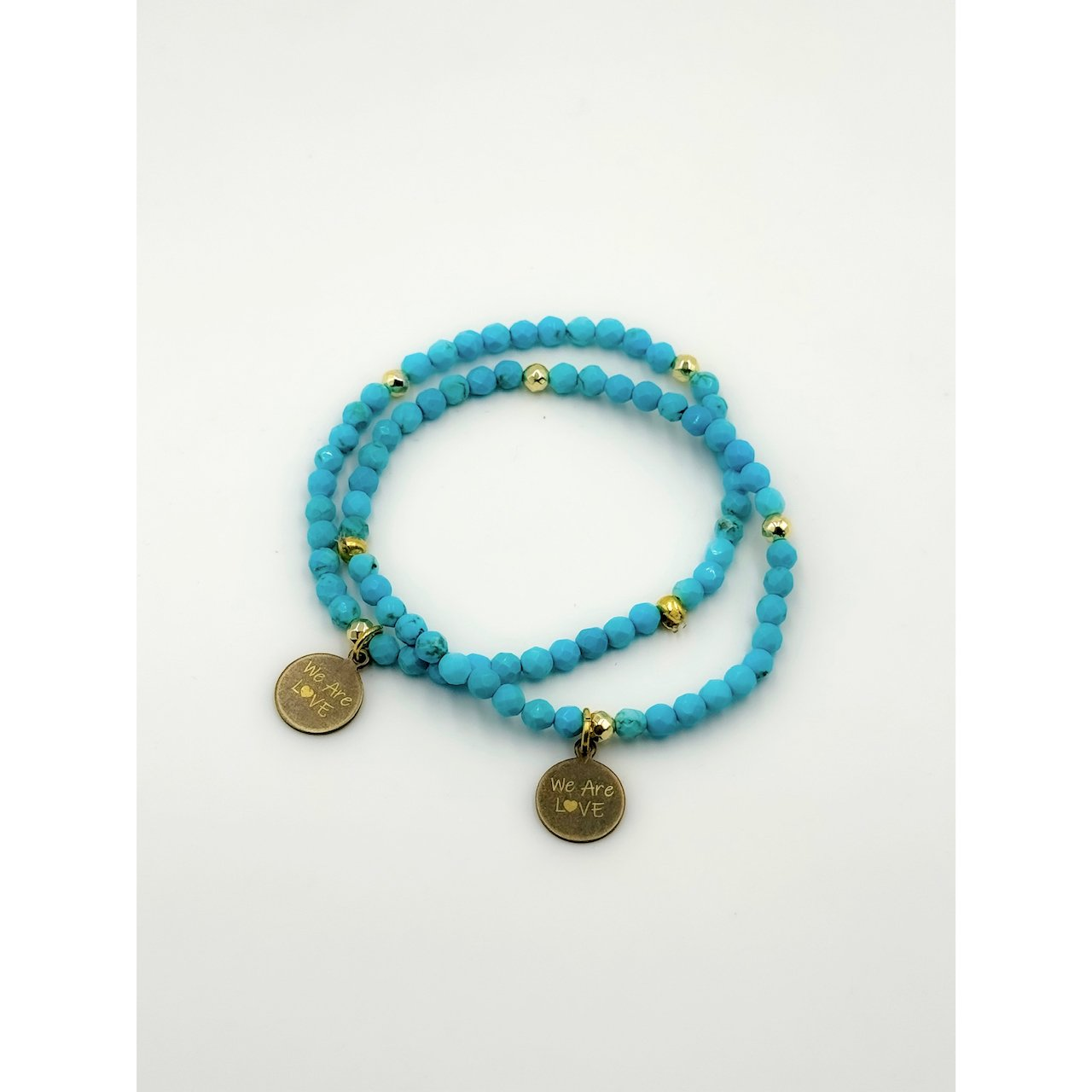 Faceted American Turquoise Blue Beaded Bracelets