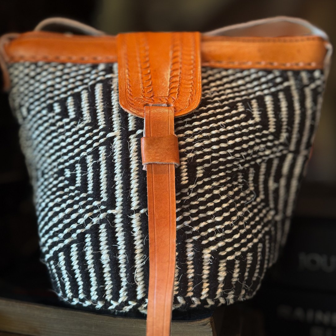 Black and White Crossbody Bag (Lines)