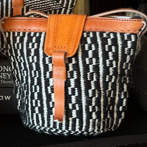 Black and White Crossbody Bag (Lines)