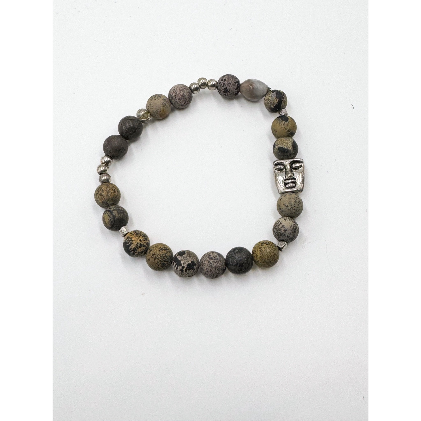 Jasper Beads with Silver Mask Face Bead.