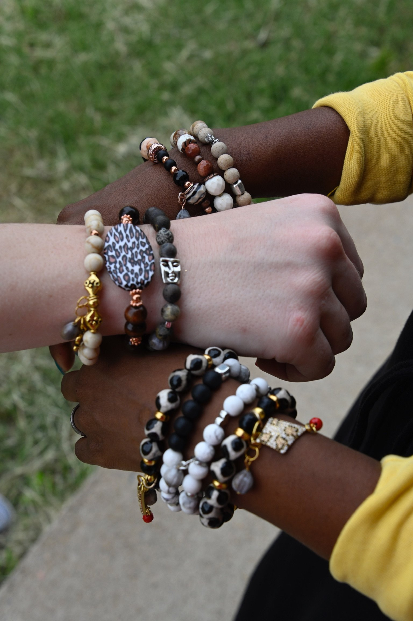 Jasper Beads with Silver Mask Face Bead.