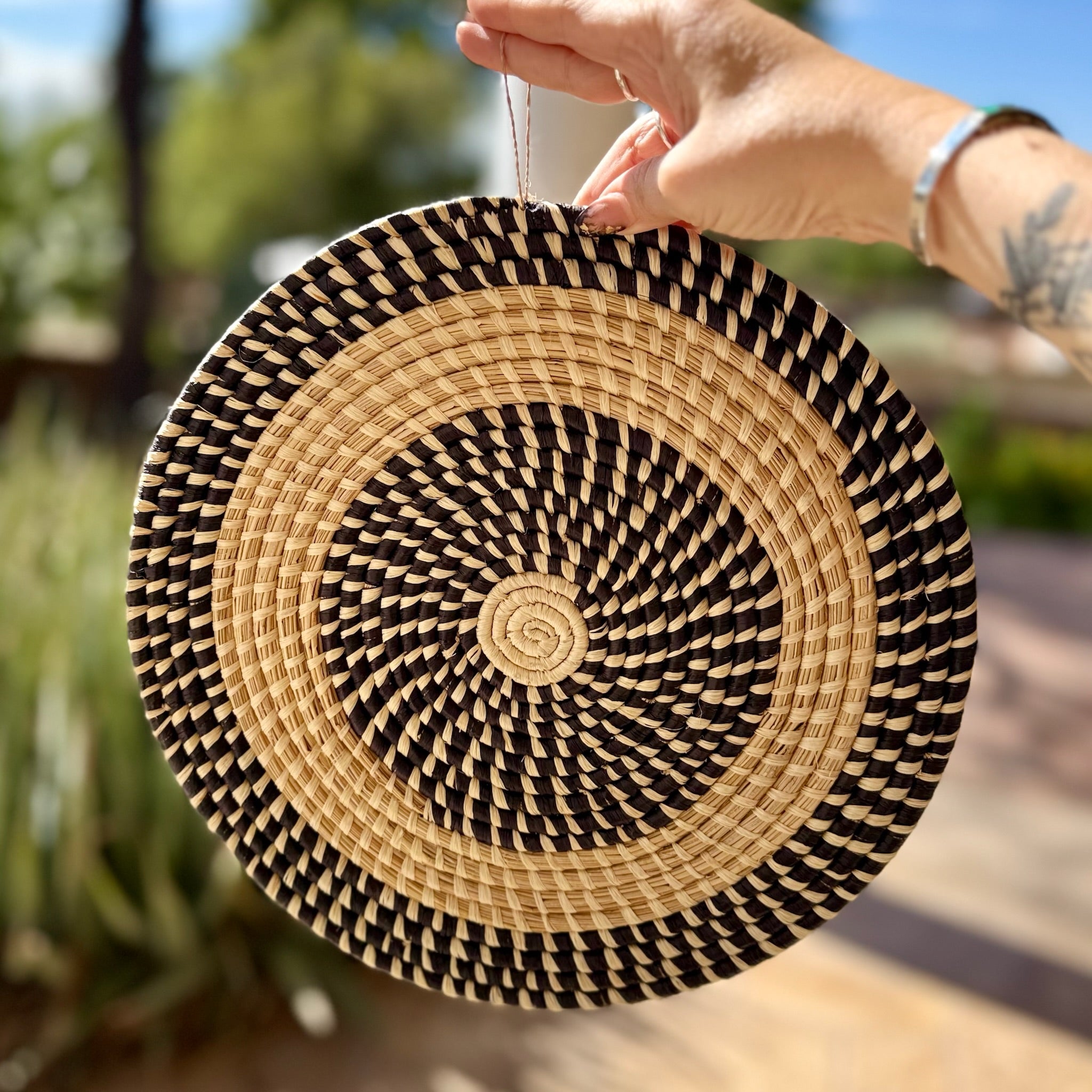 Black & White Woven Charger – Handcrafted Kenyan Artisan Décor