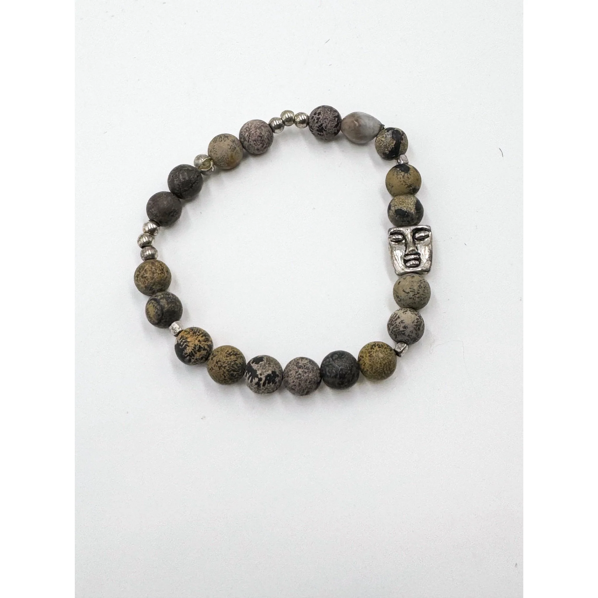 Jasper Beads with Silver Mask Face Bracelet – Handmade Symbol of Style ...