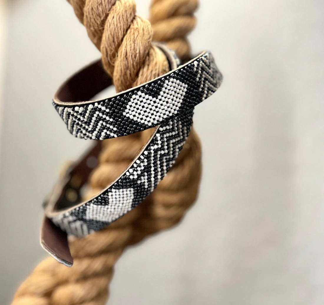 Hand-Beaded Leather Belt – Artisan-Made in Kenya from Genuine Leather & Glass Beads