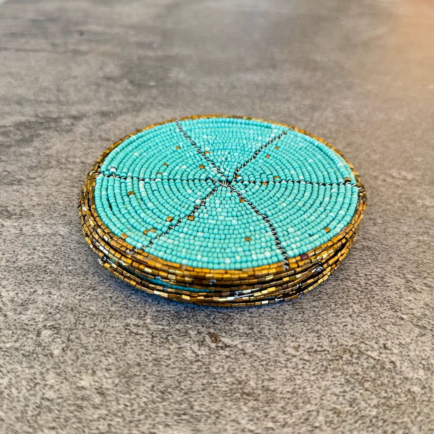 Hand-Beaded Maasai Coaster Set – Set of 6