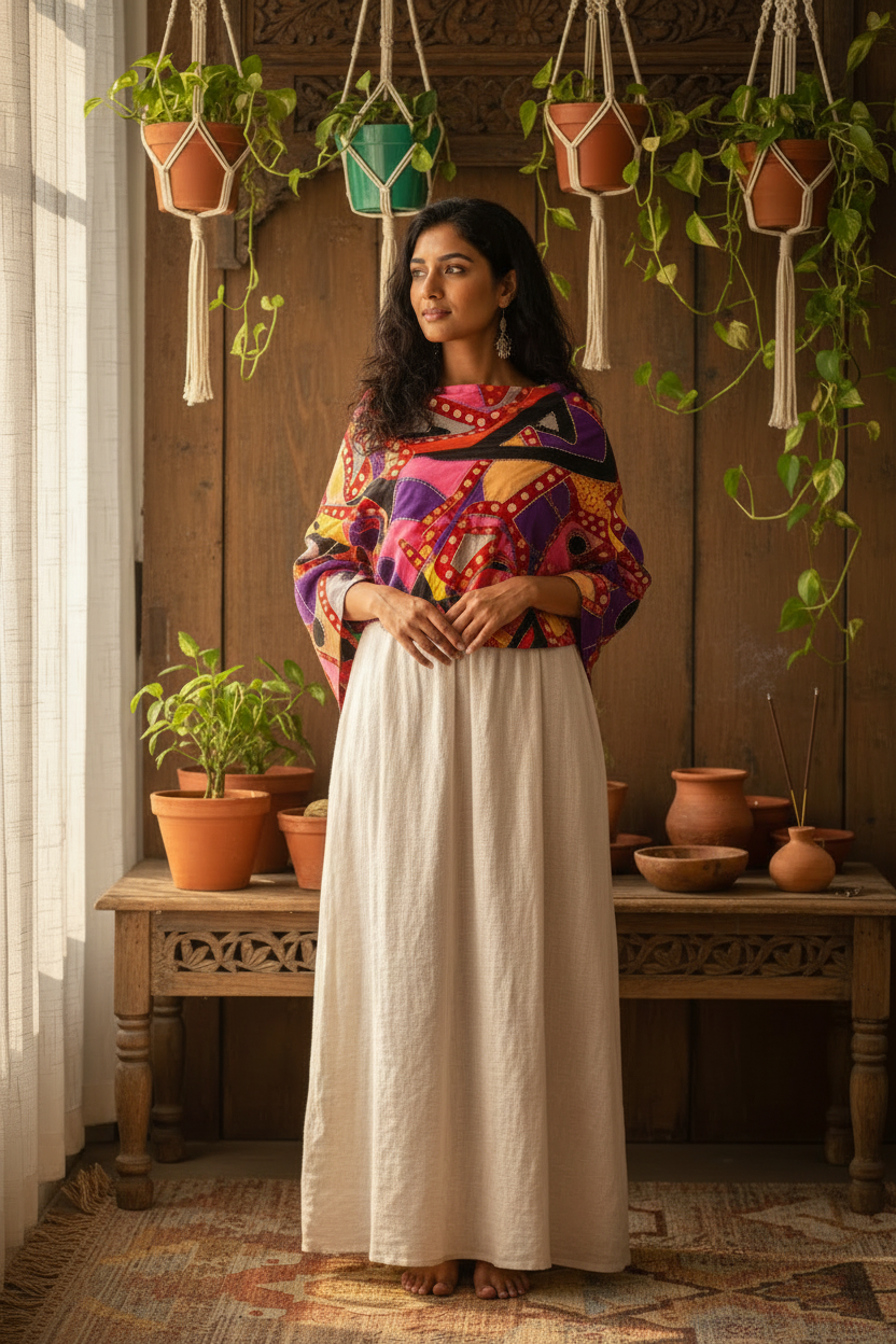 Bold Spirit Handcrafted Appliqué Shawl