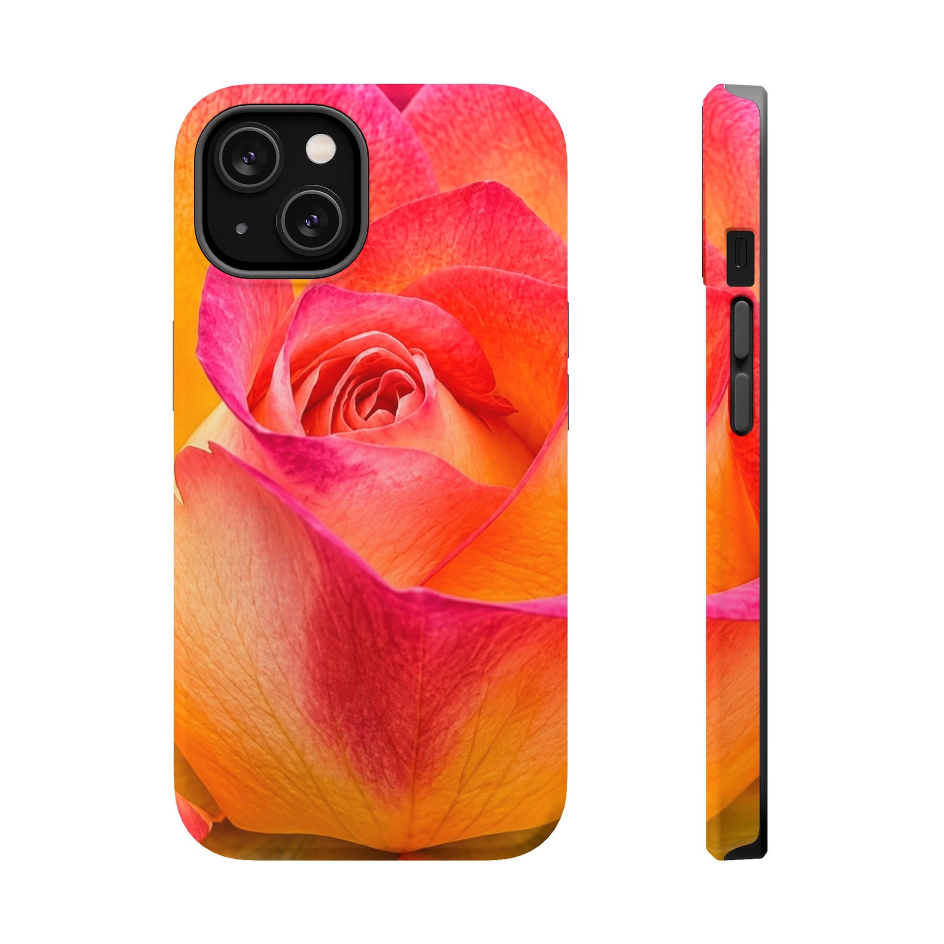 Flaming Rose Phone Case — Magnetic Impact-Resistant iPhone Cover