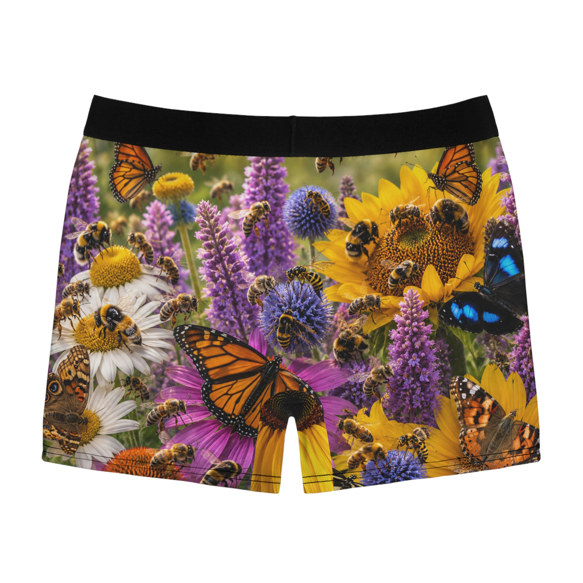 Floral Meadow Boxer Briefs — Sunflower, Tulip & Butterfly All-Over Print