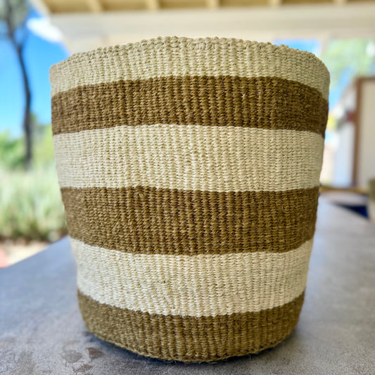 Kitui Basket - XXL Handwoven (Ecru & Sand Solid Striped)