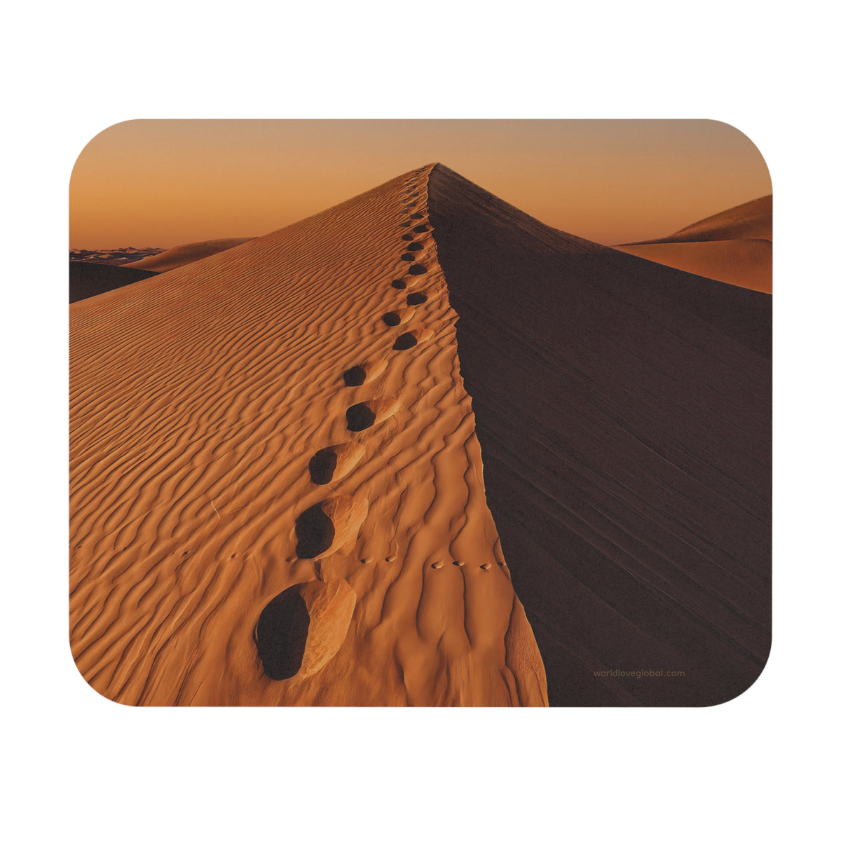 Desert Dunes Mouse Pad — Sunset Sand Footprints Desk Mat (Photo from Maggie’s Collection)