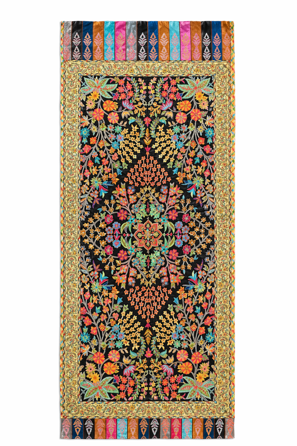 Midnight Garden Zari-Embroidered Pashmina Shawl — Dharamsala