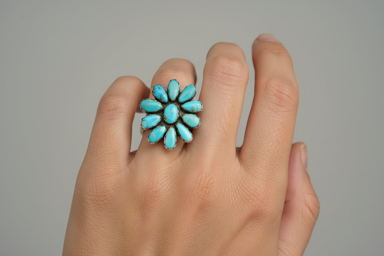 Turquoise Blossom Statement Ring