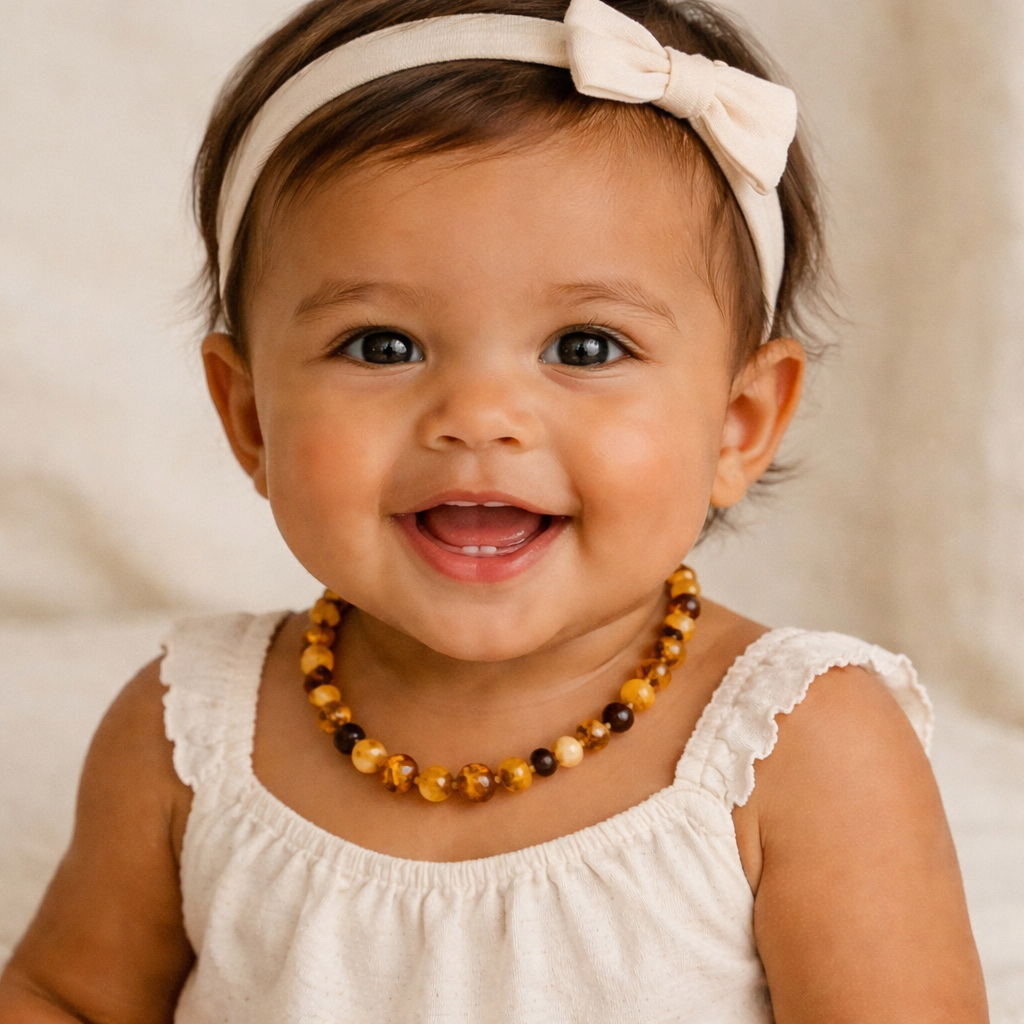 Round Baltic Amber Baby Teething Necklace