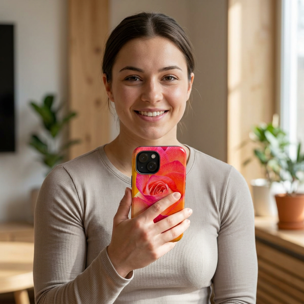 Flaming Rose Phone Case — Magnetic Impact-Resistant iPhone Cover