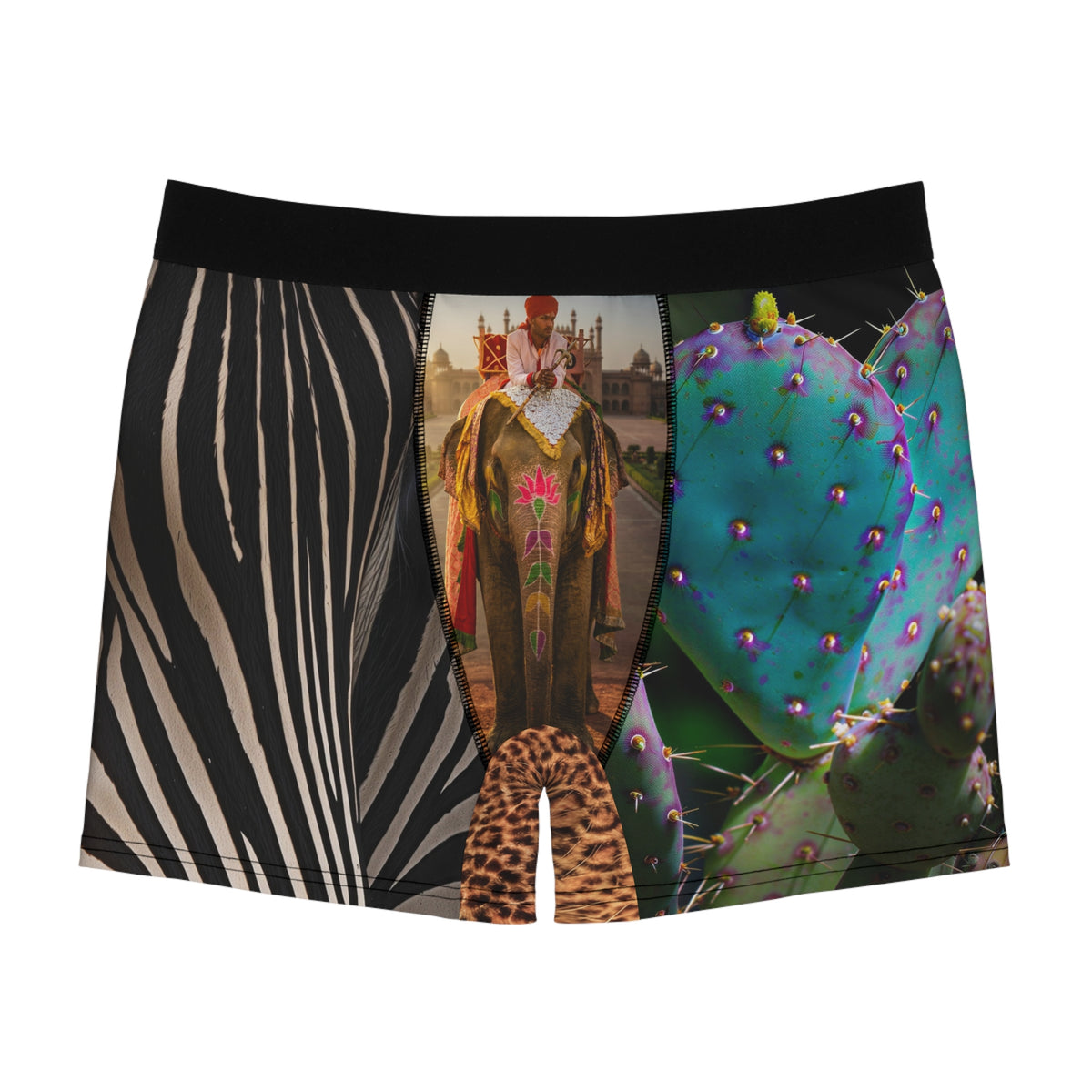 Cactus Collage Boxer Briefs — Floral & Safari All-Over Print Men’s Underwear