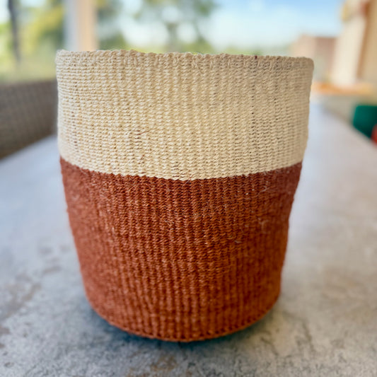 Kitui Basket – Large Handwoven (Ecru & Sienna)