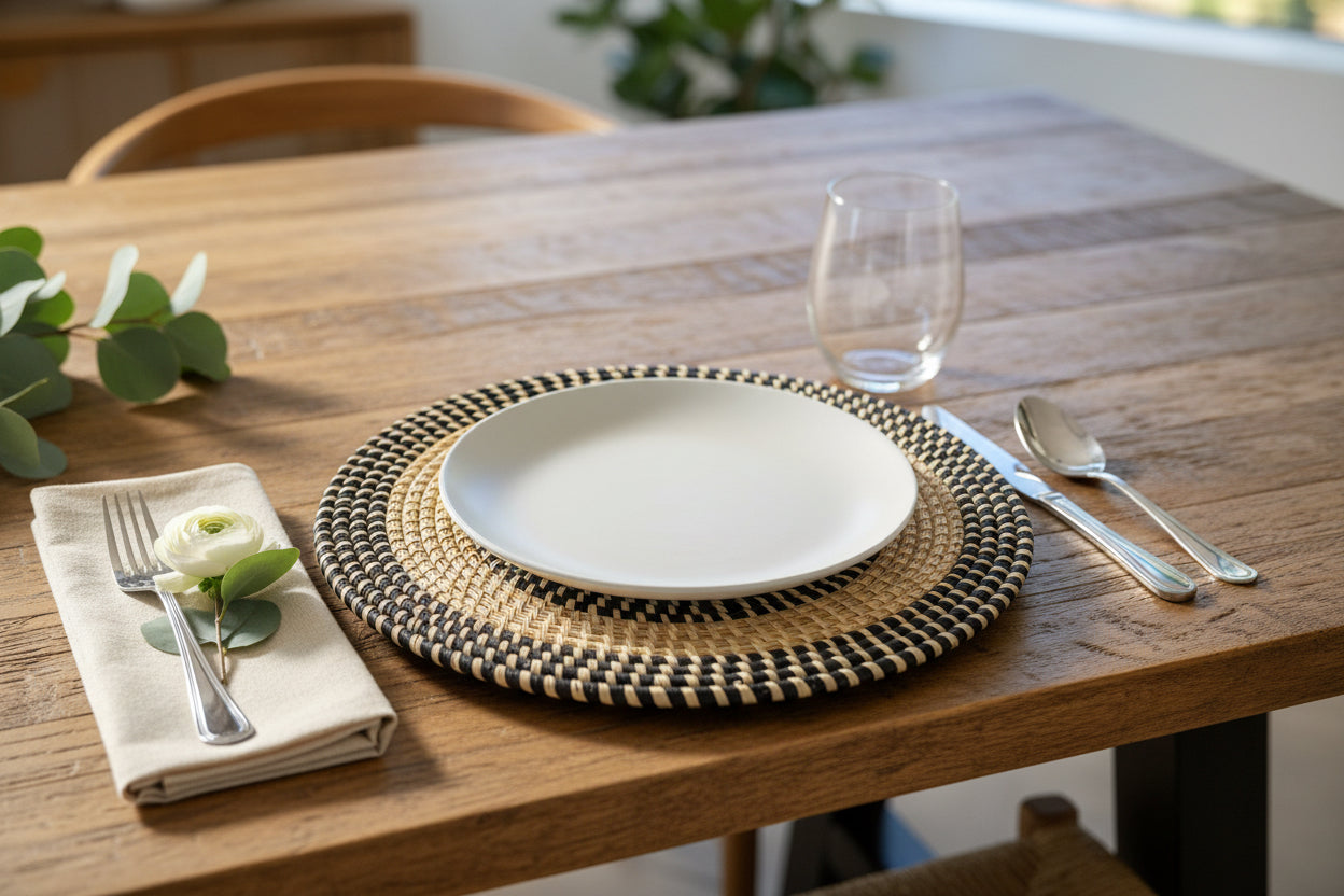 Black & White Woven Charger