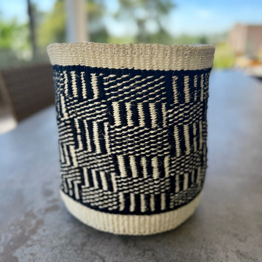Kitui Basket – Large Handwoven (Striped & Checkered Block Weave)