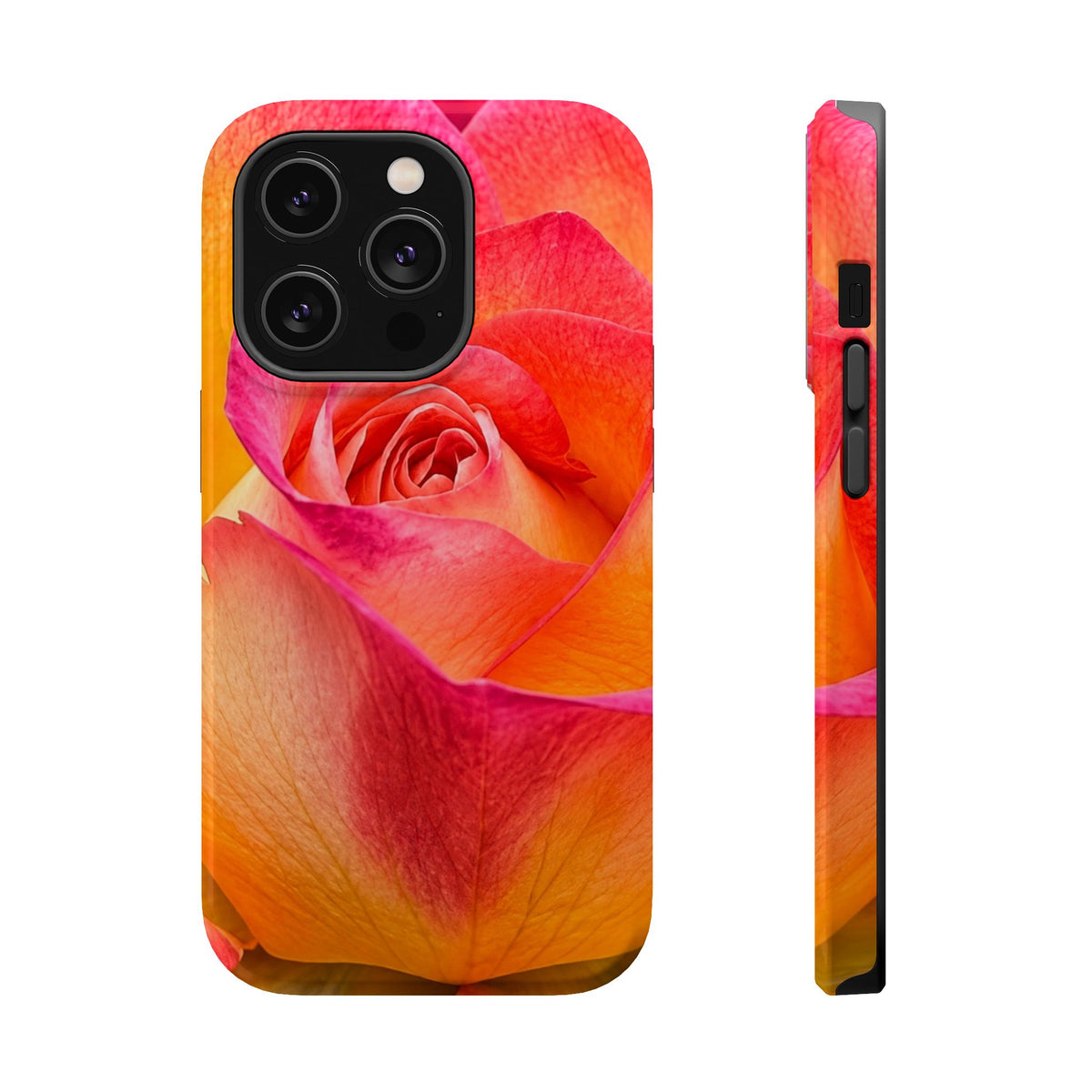 Flaming Rose Phone Case — Magnetic Impact-Resistant iPhone Cover