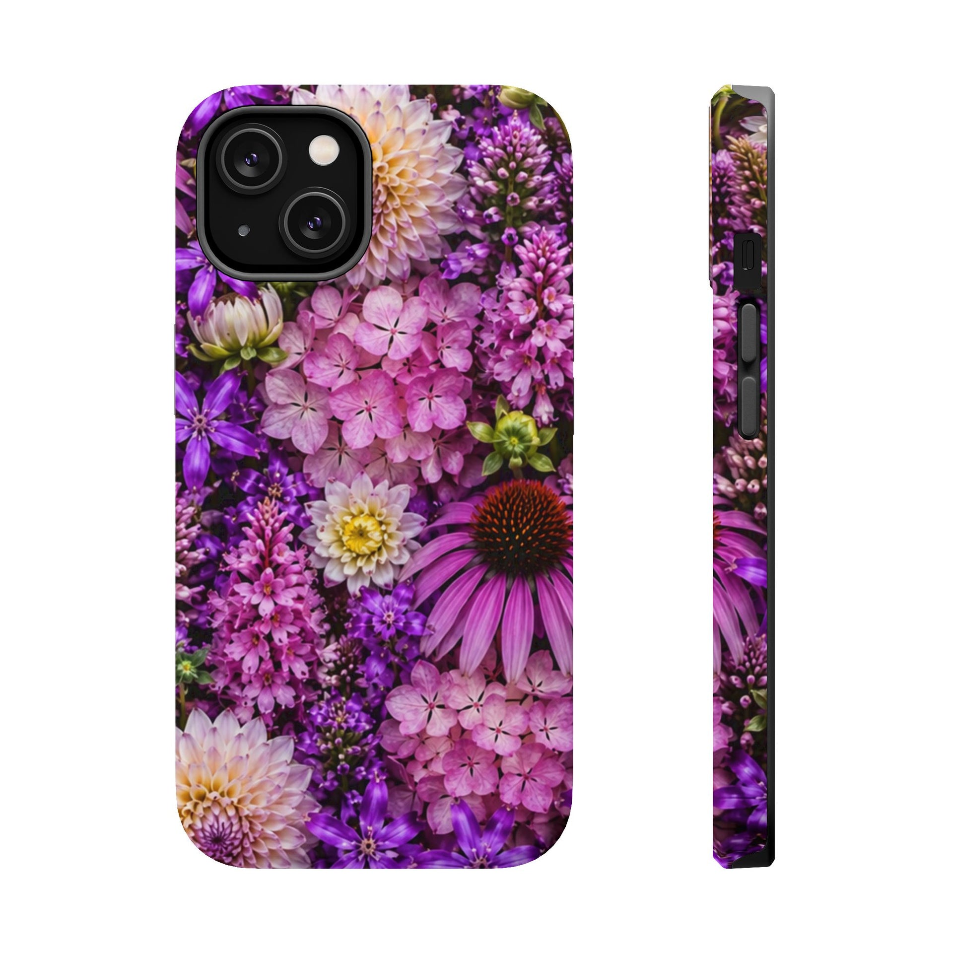 Purple Floral Phone Case – Magnetic Impact-Resistant Protective Cover