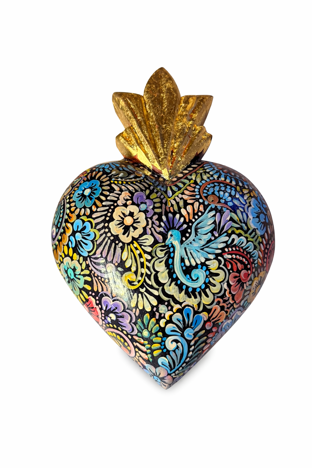 Hand-Painted Sacred Heart – Mexican Folk Art Wall Hanging