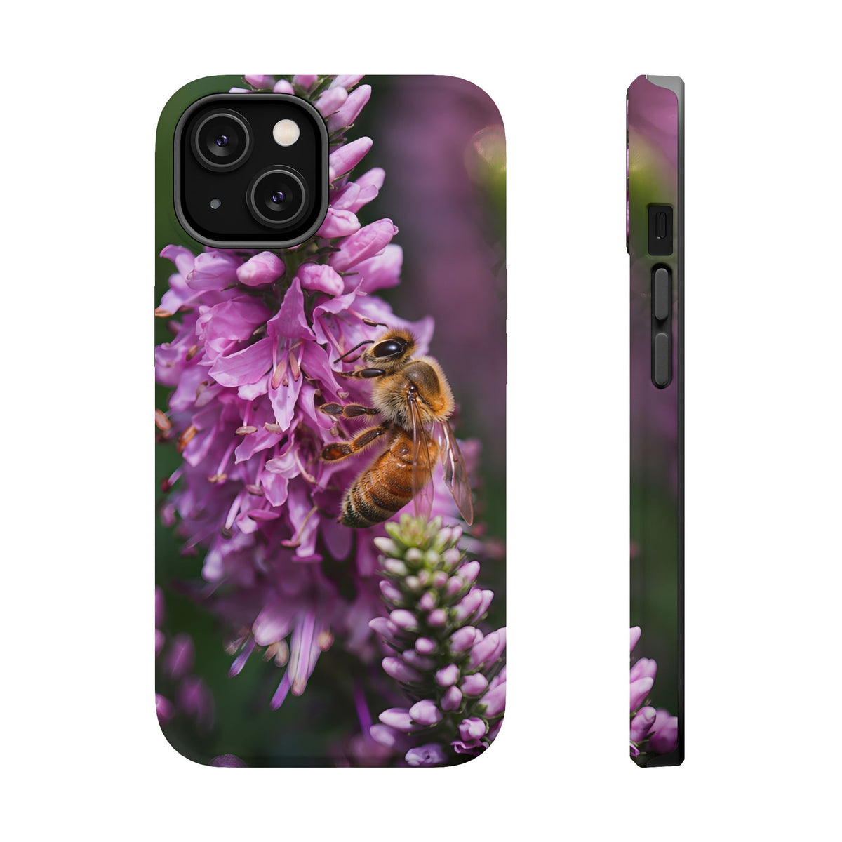 Bee on Purple Flowers Phone Case — Magnetic Impact-Resistant iPhone Cover