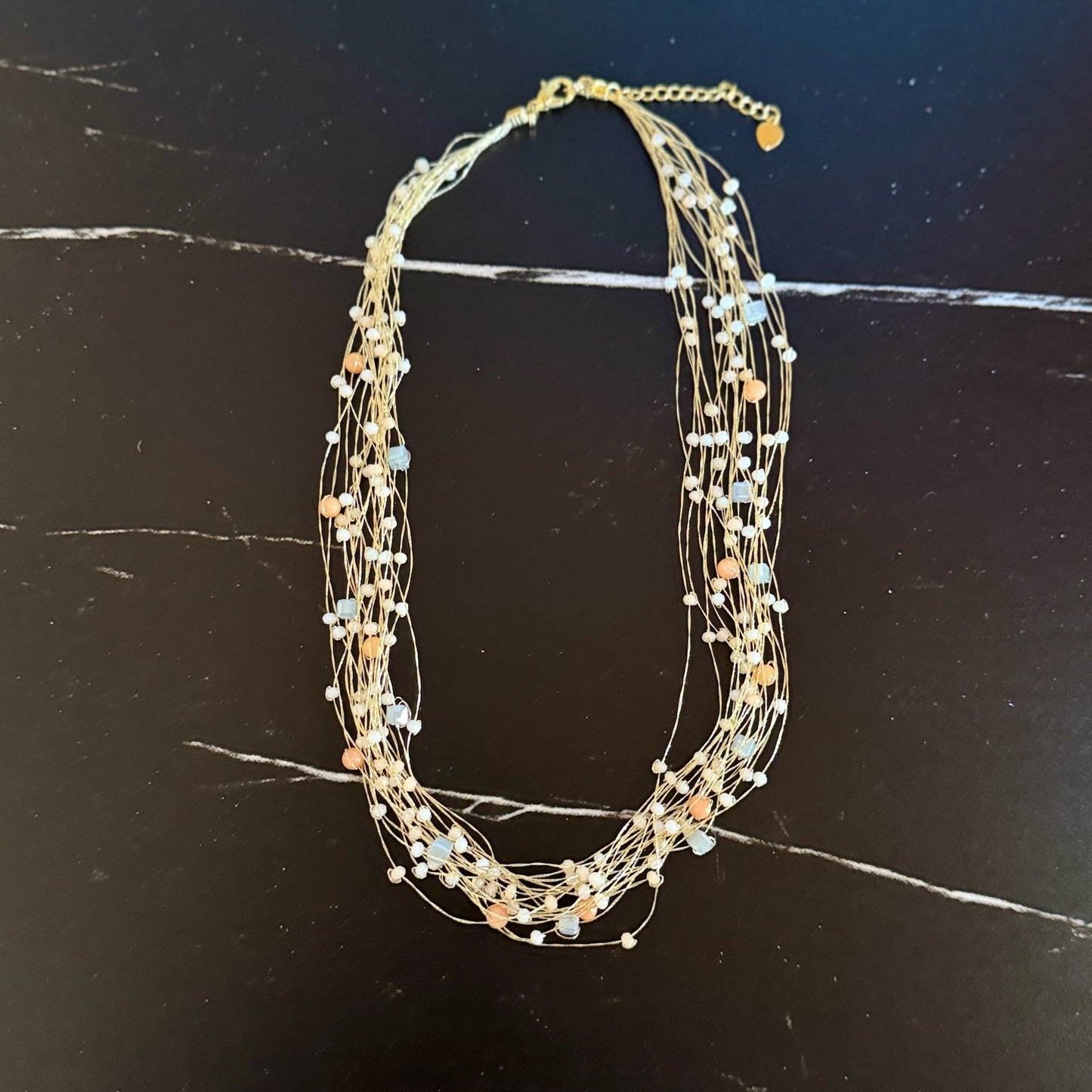 Golden Threaded Beaded Necklace