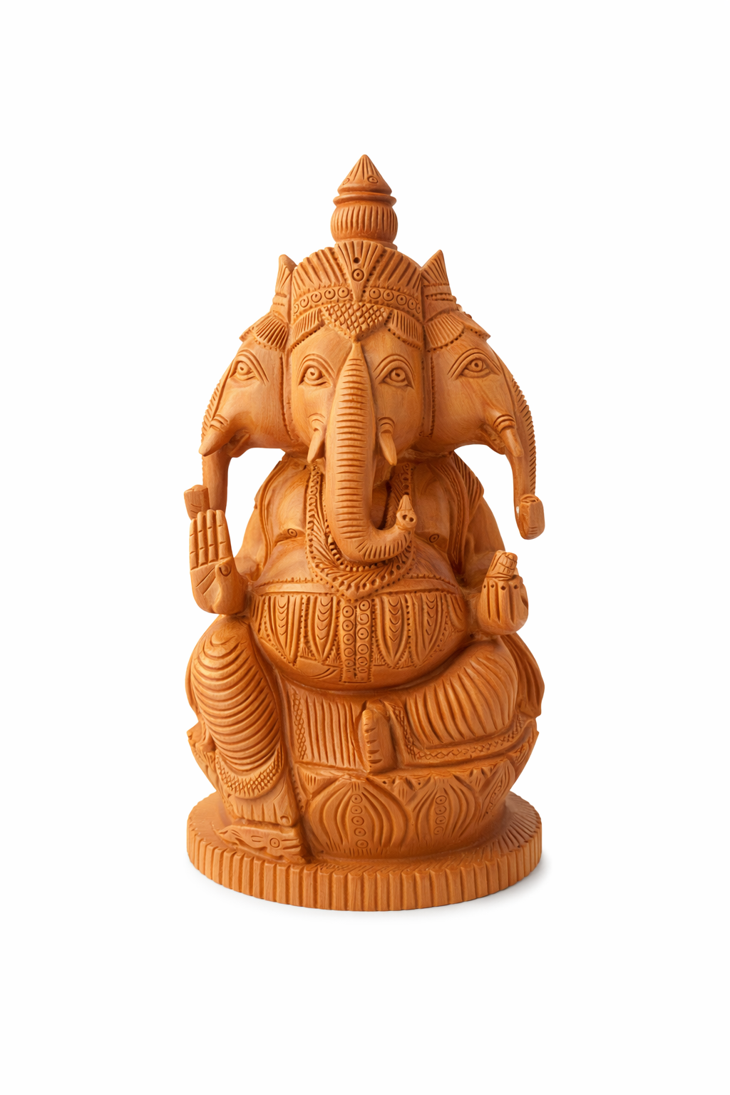 Hand-Carved Rosewood Ganesha on Elephant – 12 Inch
