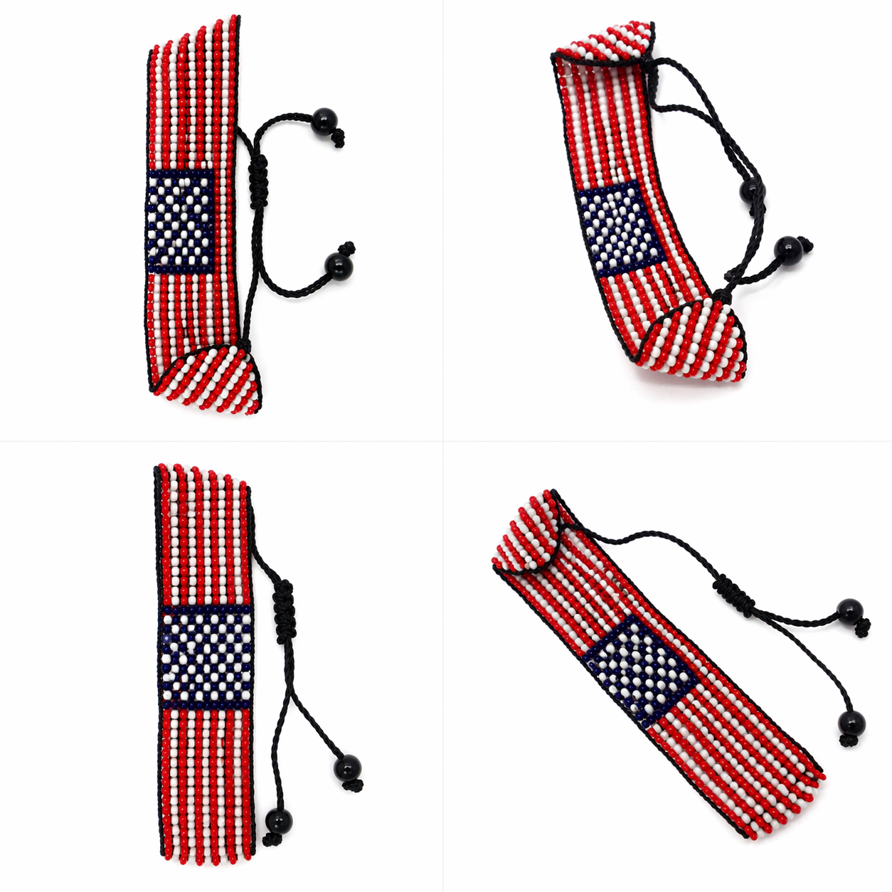 Hand Beaded American Flag Bracelet