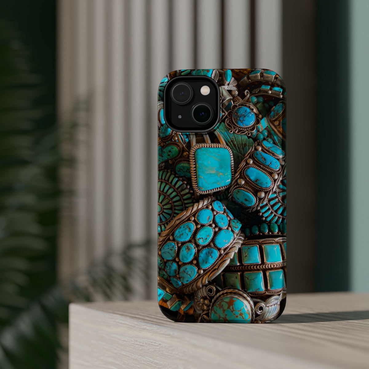 Turquoise Jewelry Magnetic Phone Case — "Maggie's Heirloom" (Maggie's Collection)