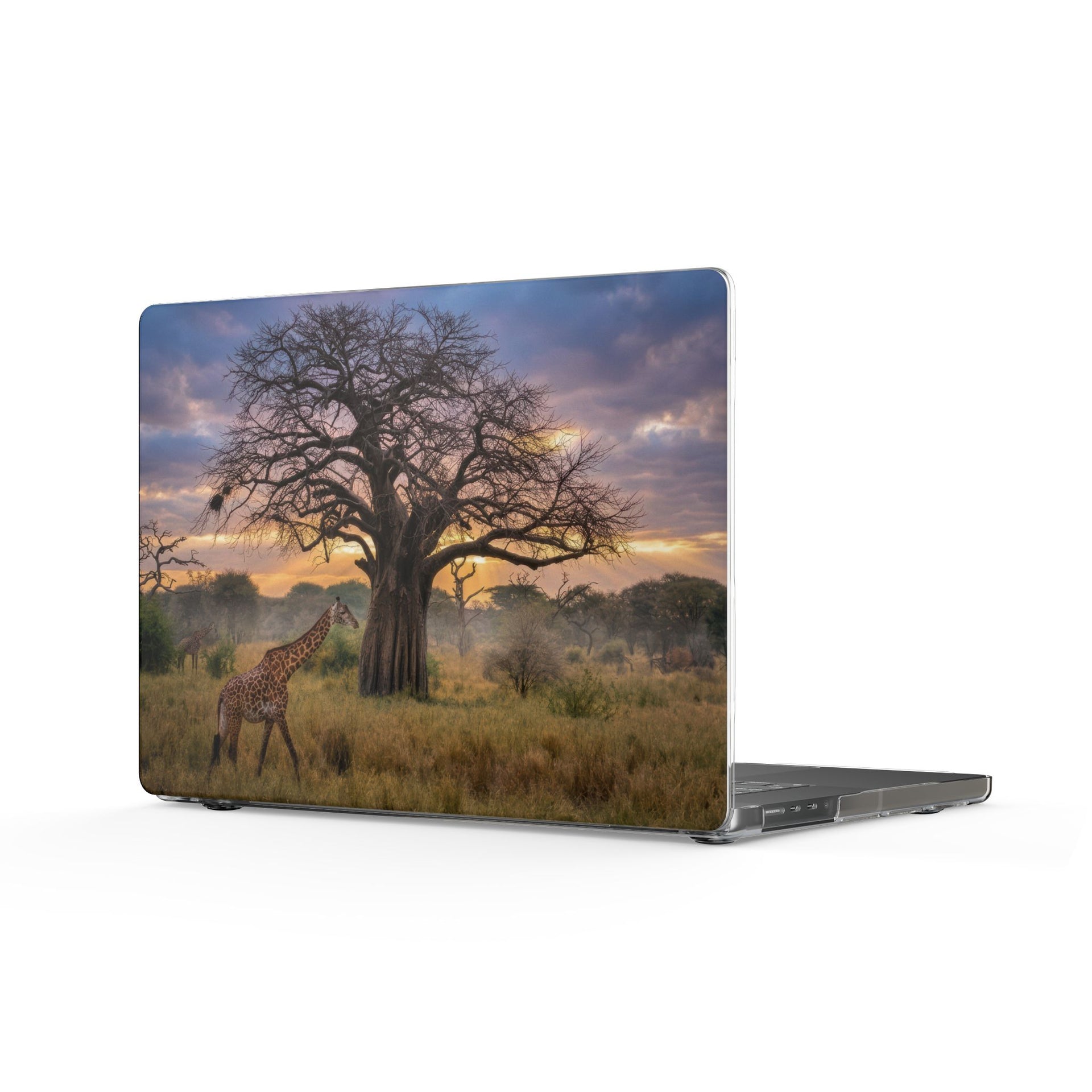 Baobab Sunset MacBook Case — Giraffe Safari Clear Laptop Cover