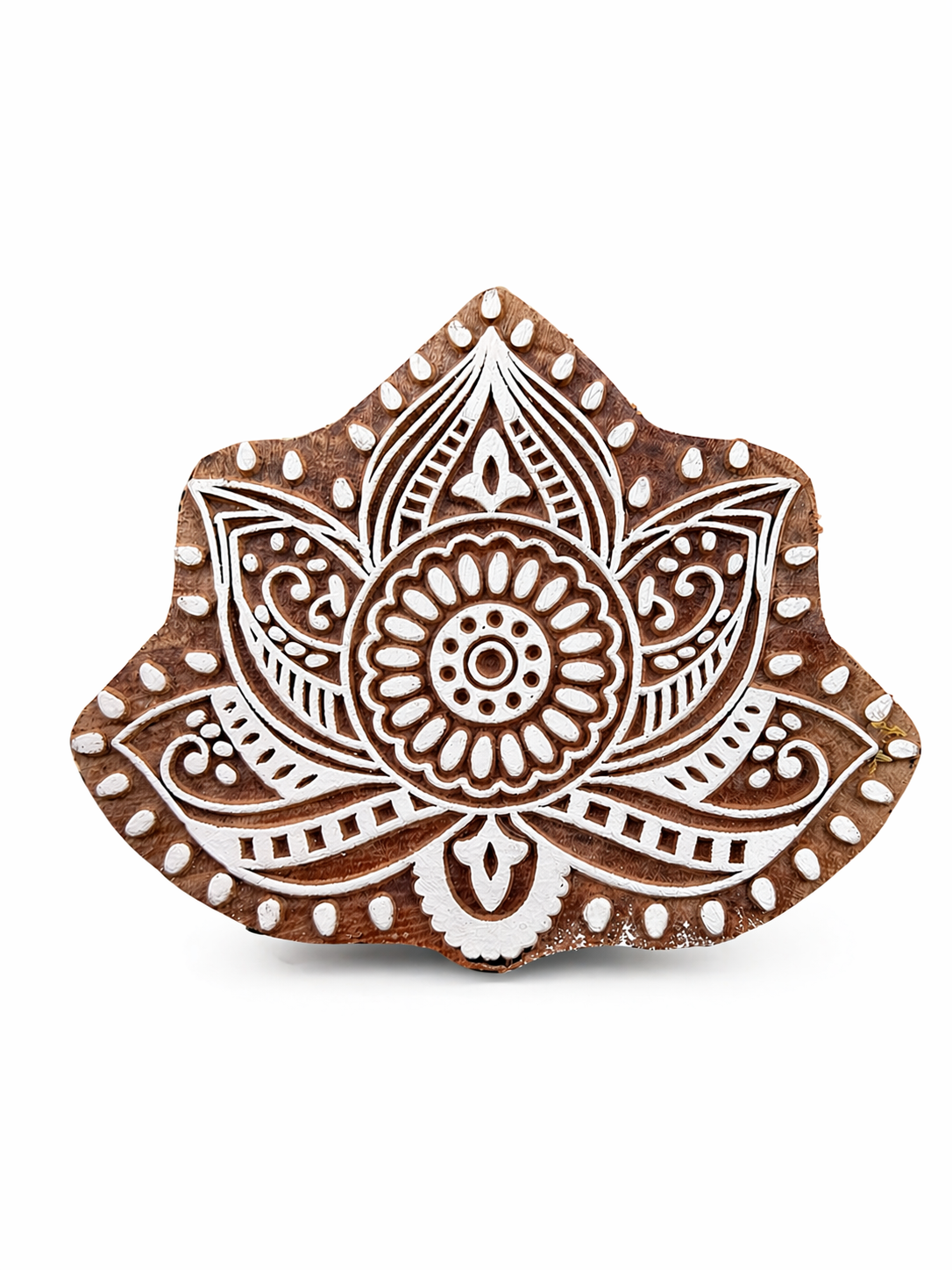 Lotus Hand Carved Wood Block — Artisan Fabric Stamp & Home Décor