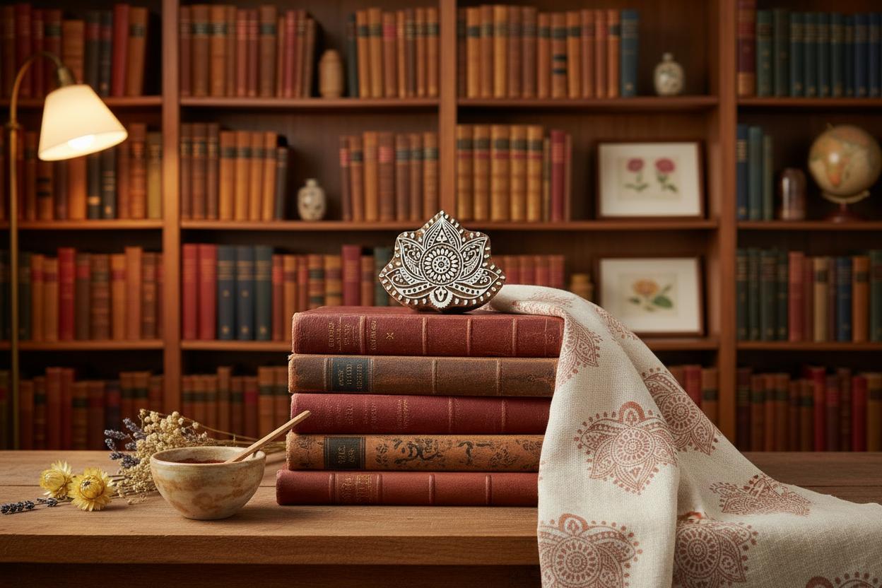 Lotus Hand Carved Wood Block — Artisan Fabric Stamp & Home Décor