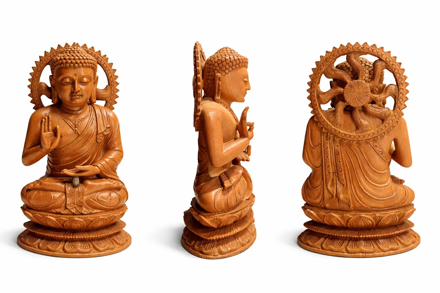 Hand-Carved Rosewood Buddha – 8 Inch
