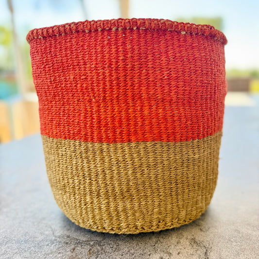 Kitui Basket – Large Handwoven (Tangerine & Natural)