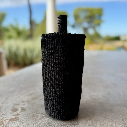 Handwoven Wine Tote (Onyx)